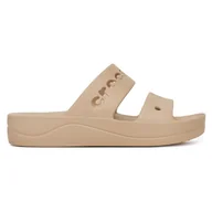 Klapki i japonki damskie - CROCS BAYA PLATFORM SANDAL 208188-212 Beżowy - miniaturka - grafika 1