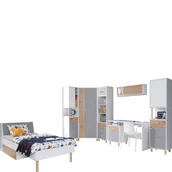 Zestawy mebli dla dzieci - Zestaw Mebli Młodzieżowych B Faro Meblar Biały Lux, Dąb Artisan, Szary - miniaturka - grafika 1