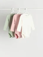 Komplety dla niemowląt - Reserved - Prążkowane body 3 pack - jasnozielony - miniaturka - grafika 1