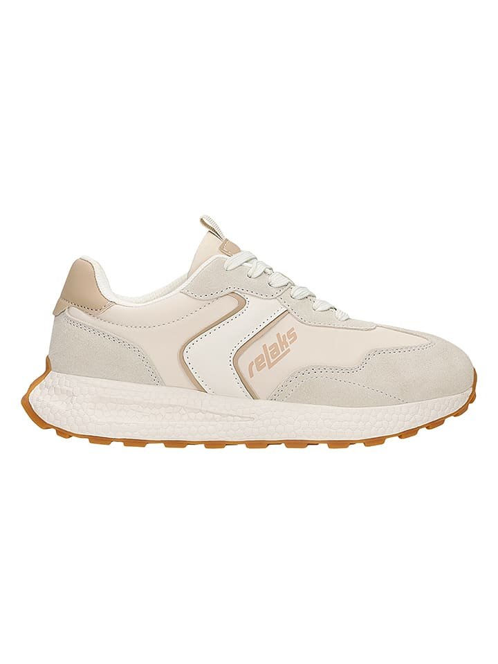 Relaks Skórzane sneakersy w kolorze biało-beżowym