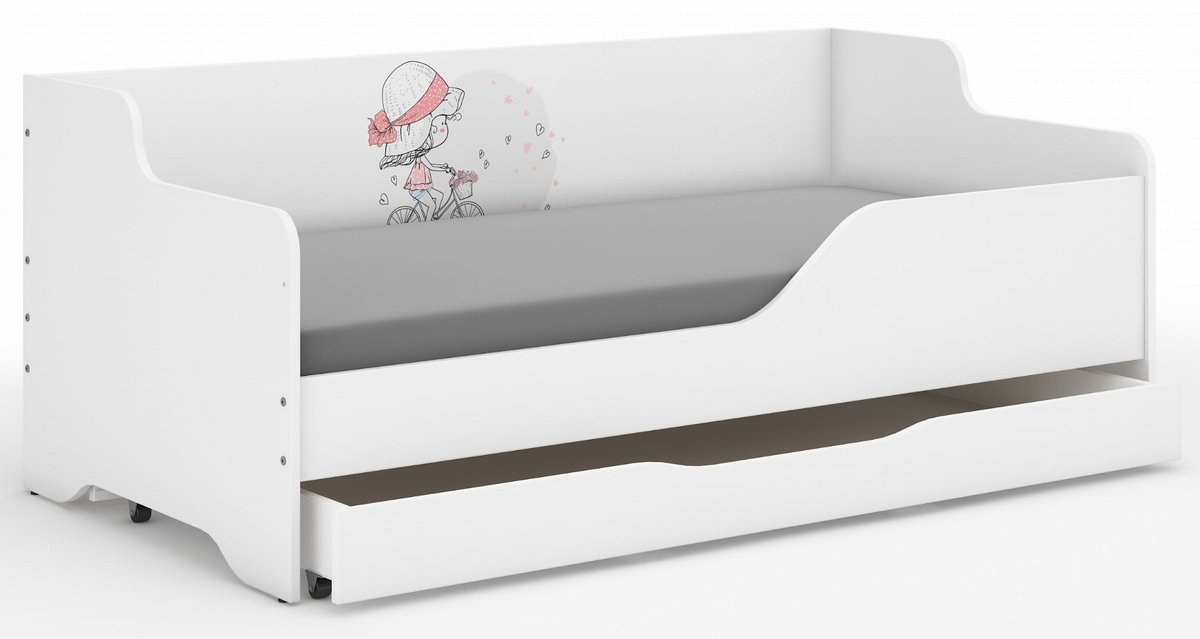 Łóżko dziecięce LILU 160x80 DZIEWCZYNKA NA ROWERKU