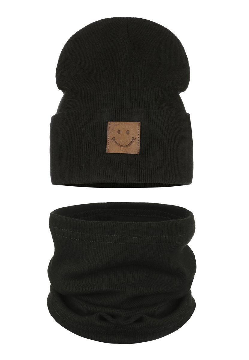 CZAPKA i KOMIN DZIECIĘCY Komplet Zestaw Dziecka BAWEŁNA 95% 40-46 CZARNY