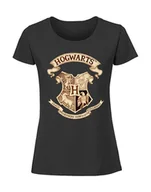Koszulki i topy damskie - Damska koszulka z nadrukiem - hogwart herb szkoły RETRO czarny L - miniaturka - grafika 1