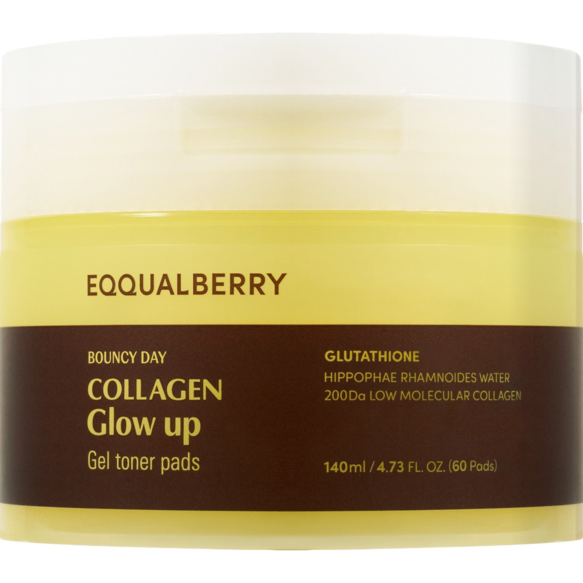 Eqqualberry Collagen Glow Up Gel, Płatki do twarzy z kolagenowym żelem, 60szt