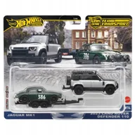 Samochody i pojazdy dla dzieci - Hot Wheels Premium Car Culture Transport Zestaw 2 Pojazdów Autka Samochodziki Jaguar MK1 I 2023 Land Rover Defender 110 #74 - miniaturka - grafika 1