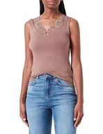 Koszulki i topy damskie - VERO MODA Vmrosa Sl V-Neck JRS Noos Top damski, Brown Lentil, XL - miniaturka - grafika 1