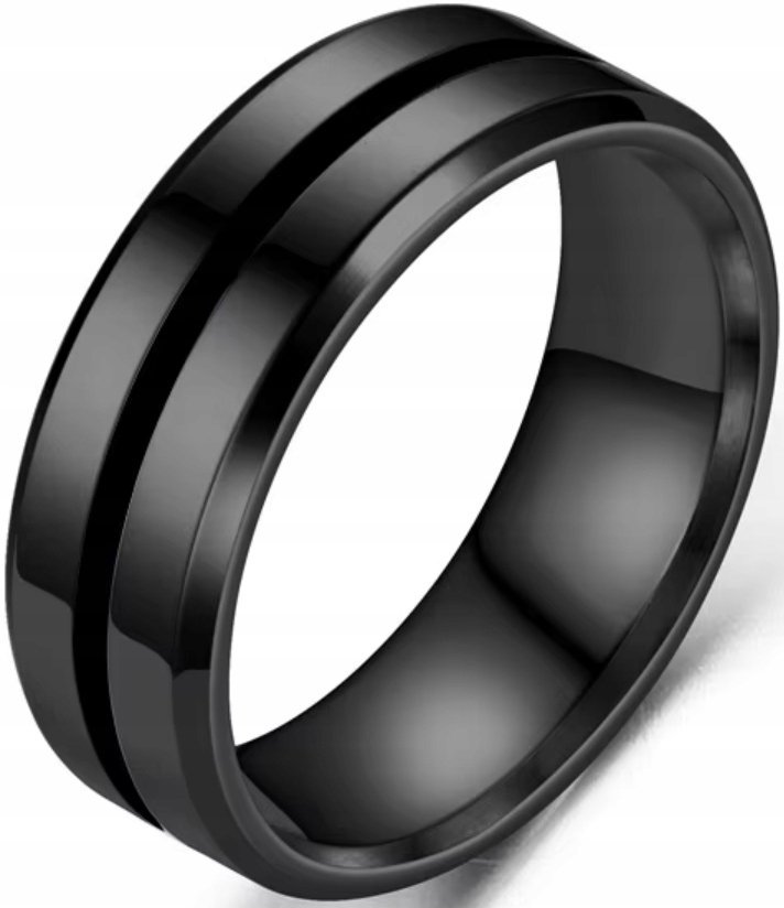 Czarny Pierścień Obrączka Sygnet Stal Szlachetna