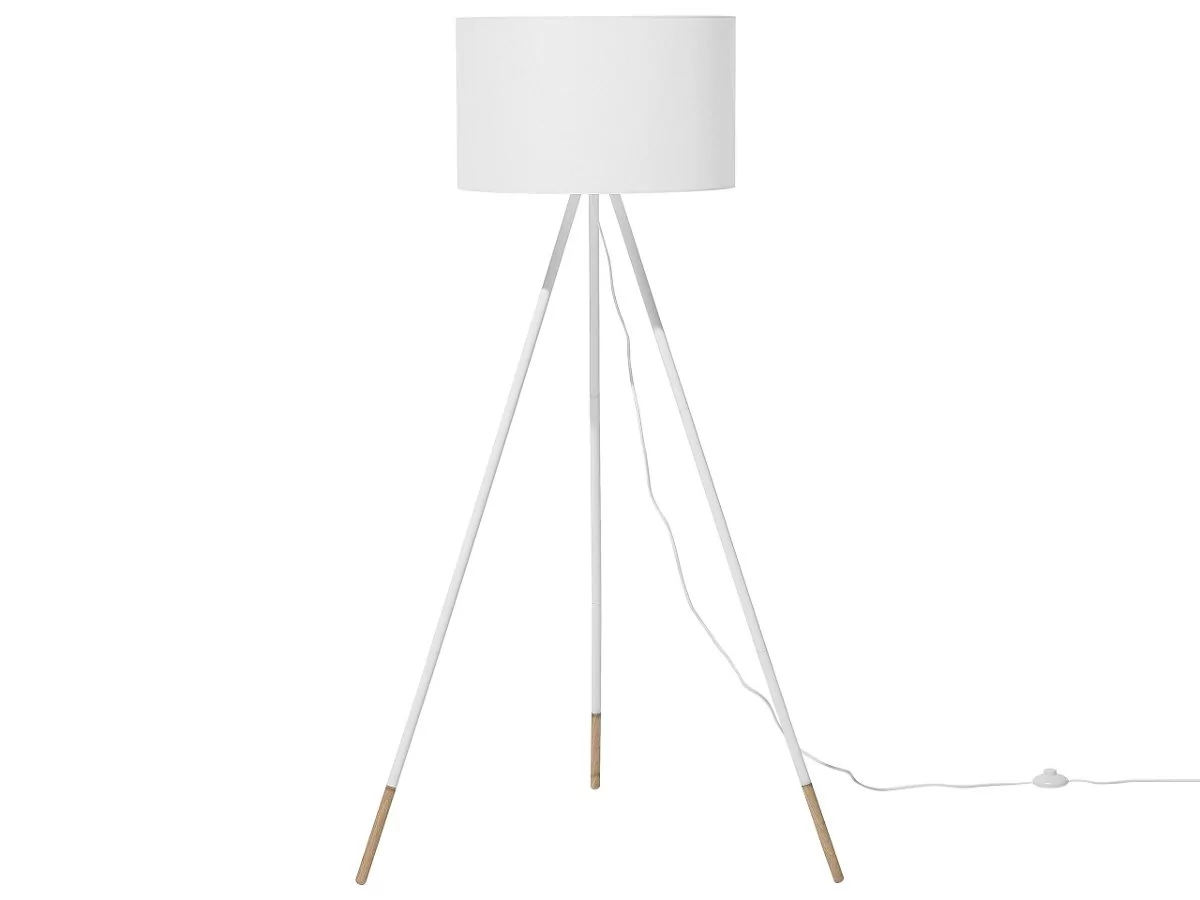 Beliani Lampa stojąca biała 157 cm TOBOL