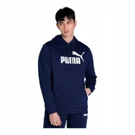 Bluzy męskie - PUMA BLUZA MĘSKA OCIEPLANA ESS BIG LOGO HOODIE GRANATOWA r.XL - miniaturka - grafika 1