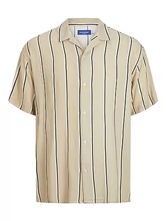 Koszule męskie - JACK & JONES Męska koszula z krótkim rękawem w paski, Crockery., XL - grafika 1