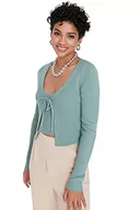 Swetry damskie - Trendyol Damski dopasowany standardowy okrągły dekolt dzianinowy kardigan, miętowy, L, Miętowy, L - miniaturka - grafika 1