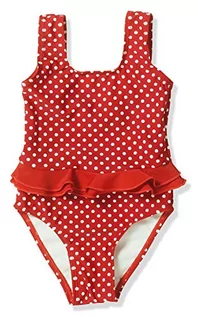 Stroje kąpielowe - Playshoes Dziewczęcy kostium kąpielowy, ochrona UV, kropki, 8 – czerwony, 122-128 - grafika 1