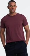 Koszulki męskie - Ombre Klasyczny T-shirt męski bawełniany BASIC - bordowy V10 OM-TSBS-0146 S - miniaturka - grafika 1