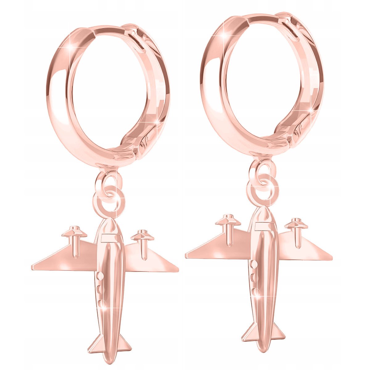 Kolczyki Pozłacane z Samolotami Samoloty Samolociki Podróż SREBRO 925