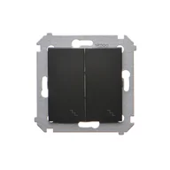 Wyłączniki światła i elektryczne - Łącznik schodowy Kontakt-Simon 54 DW6/2L.01/49 podwójny z podświetleniem moduł 10AX, 250V~, zaciski śrubowe czarny - miniaturka - grafika 1