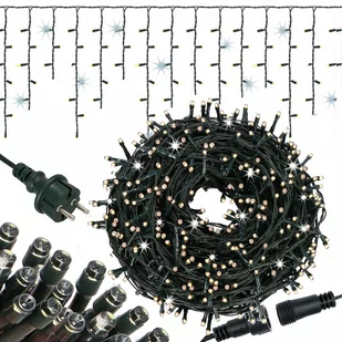 Kurtyna świetlna 300 led girlanda, lampki zewnętrzne sople ciepły biały + flash - Oświetlenie świąteczne - miniaturka - grafika 1