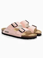 Klapki i japonki damskie - BACKSUN Skórzane klapki "Bali" w kolorze jasnoróżowym - miniaturka - grafika 1