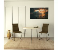Stoły z krzesłami - Stół SANDALF 75x90 cm beż/czarny - miniaturka - grafika 1