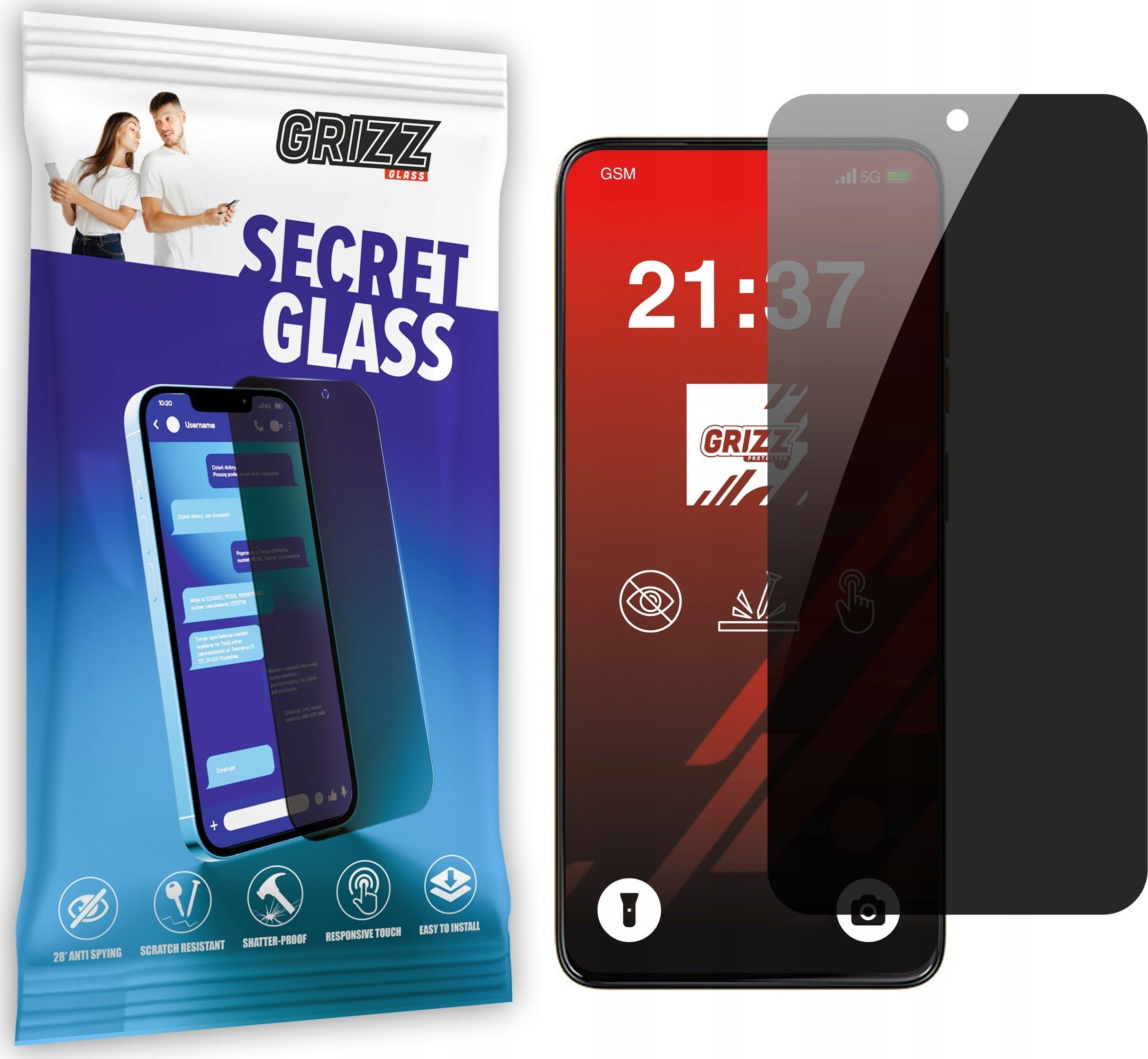 Szkło prywatyzujące GrizzGlass SecretGlass do Motorola Moto G15