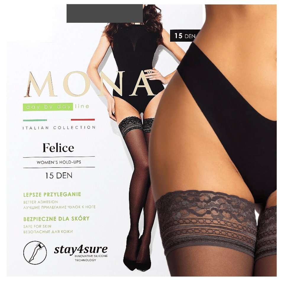 Pończochy Samonośne MONA FELICE 15 den Grafit