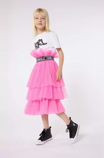 Sukienki i spódniczki dla dziewczynek - Karl Lagerfeld spódnica dziecięca kolor różowy mini rozkloszowana - grafika 1