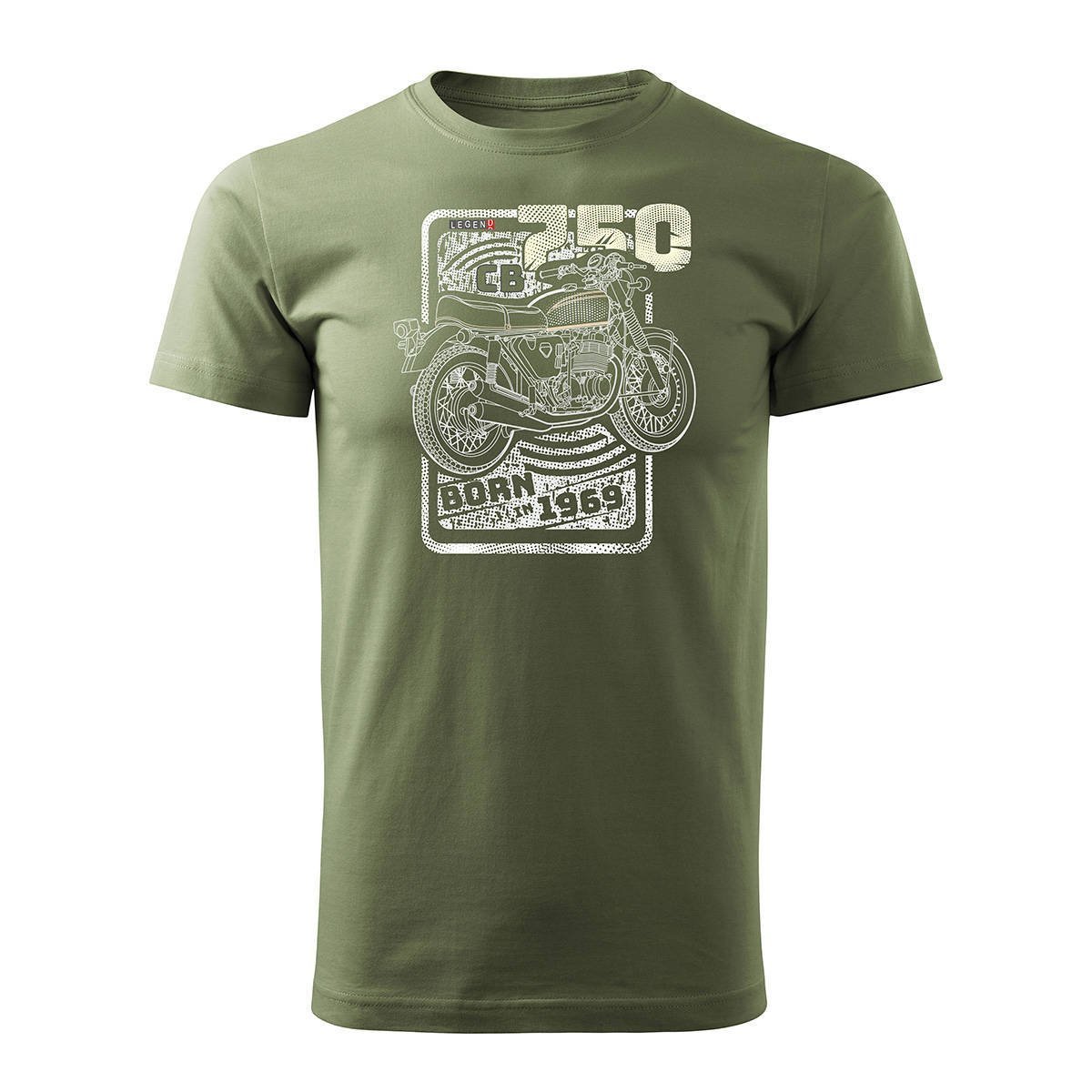 Topslang, Koszulka męska motocyklowa z motocyklem Honda CB 750, khaki, rozmiar M