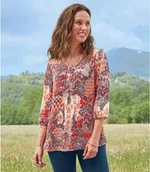 Bluzki damskie - Bluzka z krepy Kobieta Atlas For Men - Kolor : Motywy - Rozmiar : 36/38 - miniaturka - grafika 1