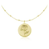 Łańcuszki - Kwiaty Polskie - Naszyjnik z Peonią - łańcuszek kulki - 24k złocenie -Grawer - miniaturka - grafika 1