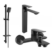 Baterie umywalkowe - Mexen Alexa DQ62 zestaw wannowy, czarny - miniaturka - grafika 1