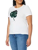 Bluzki damskie - ONLY Onlkita Life Reg S/S Leaf Top Box Jrs bluzka damska, Bright White - Alone, L - miniaturka - grafika 1