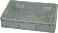 Pojemniki przemysłowe - Artech Pojemnik transportowy EURO 130, ścianki i dno ażurowe, wym. 600 x 400 x 130 mm szary - miniaturka - grafika 1
