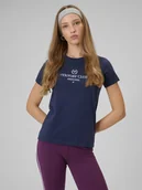 Koszulki i topy damskie - 4F T-shirt regular z nadrukiem damski - granatowy XXL - miniaturka - grafika 1