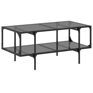 vidaXL Stolik kawowy ze szklanym blatem czarny 98,5x50x45 cm stalowy - Ławy i stoliki kawowe vidaXL Stolik kawowy ze szklanym blatem czarny 98,5x50x45 cm stalowy - Ławy i stoliki kawowe - miniaturka - grafika 1