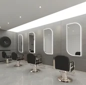 Meble fryzjerskie - Konsola konsoleta barberska fryzjerska lustro fryzjerskie LED rama aluminiowa 170x70 PRO - miniaturka - grafika 1