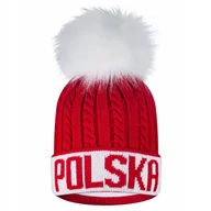 Czapki damskie - Czapka zimowa z pomponem POLSKA POLSKI dla kibica męska damska - miniaturka - grafika 1