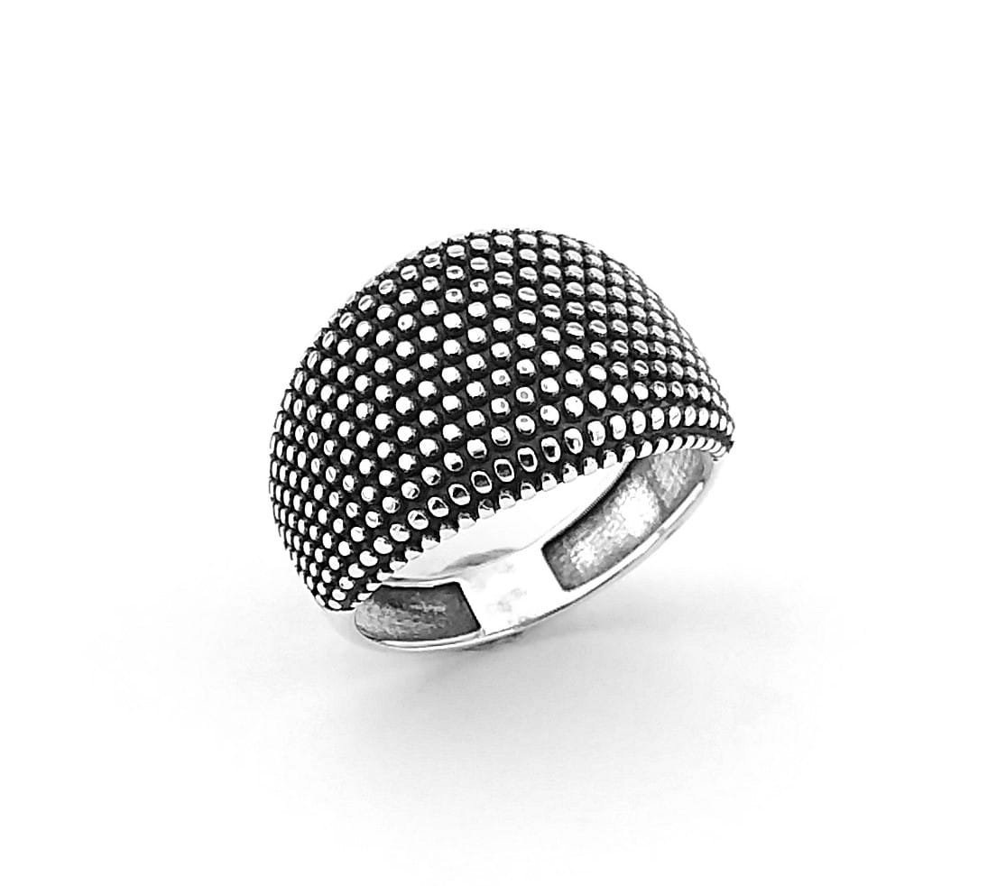 Srebrny pierścionek 925 oksydowany ze wzorem R16