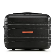 Walizki - WITTCHEN Adventure Line nowoczesna walizka z poliwęglanu, poziome paski, zamek TSA, czarny, pomarańczowy, Kosmetikkofer, Nowoczesny - miniaturka - grafika 1