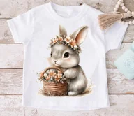Koszulki dla dziewczynek - Koszulka z zajączkiem, koszulka z królikiem - miniaturka - grafika 1