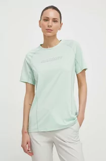 Koszulki sportowe damskie - Mammut t-shirt sportowy Selun FL Logo kolor zielony - grafika 1
