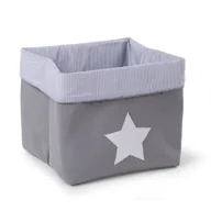 Pojemniki na zabawki - Childhome Pudełko płócienne 32 x 32 x 29 cm Grey Stripes - miniaturka - grafika 1