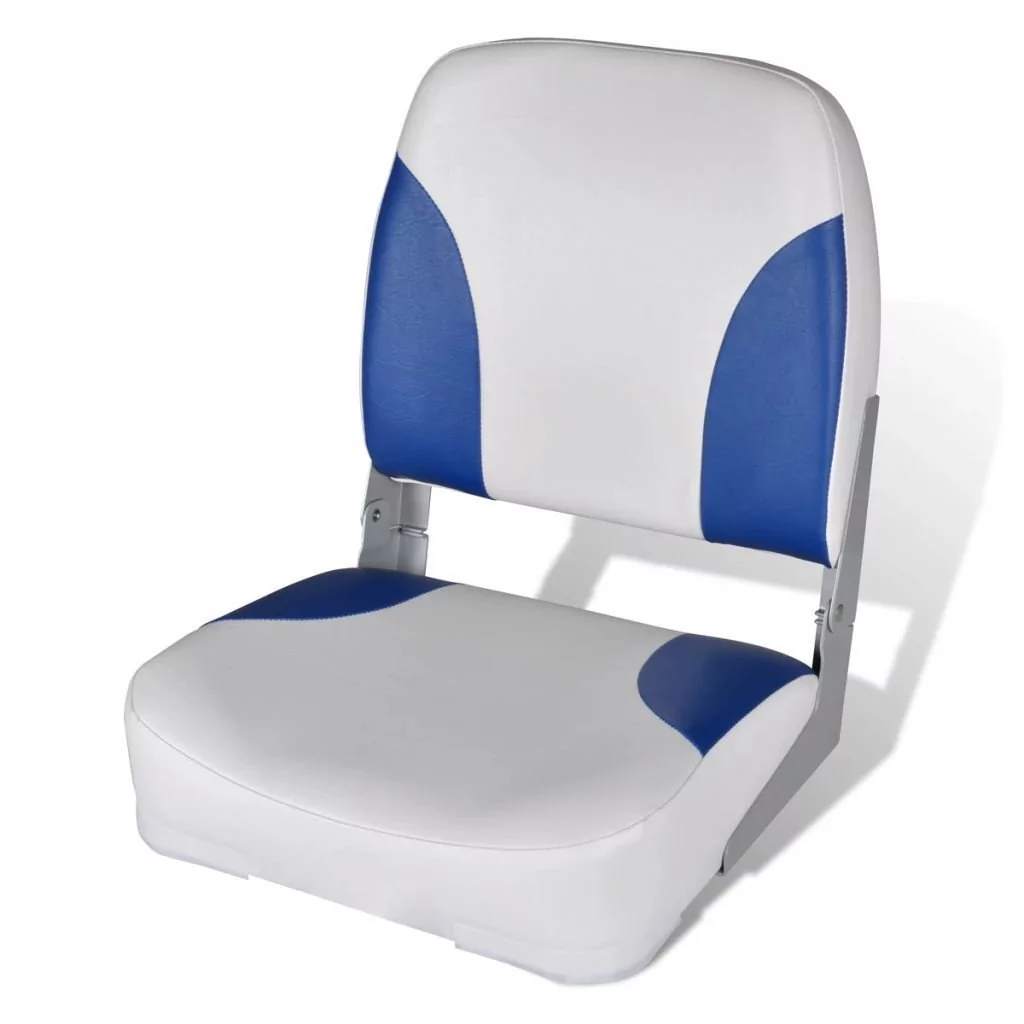 vidaXL VidaXL Składany fotel na łódź biało-niebieski z poduszką 56x43x48 cm 90419