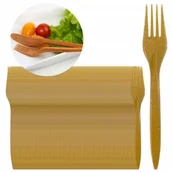 Naczynia i sztućce jednorazowe - Widelce wielorazowe z włókna drzewnego mocne grube 100szt - miniaturka - grafika 1