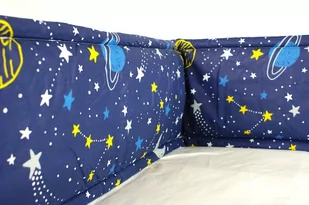 Ochraniacz bawełniany dla  dziecka 30x180 cm - planety granat - Ochraniacze do łóżeczka - miniaturka - grafika 1