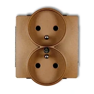 Gniazdka elektryczne - Karlik Gniazdo podwójne z/u Deco - złoty metalik - miniaturka - grafika 1