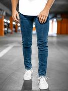 Spodnie męskie - Granatowe spodnie jeansowe męskie slim fit Denley DP52 - miniaturka - grafika 1