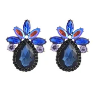 Kolczyki - Kolczyki Efektowne Widoczne Granatowe Z Cyrkoniami I Łezkami - miniaturka - grafika 1