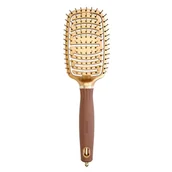Szczotki i grzebienie do włosów - Olivia Garden Expert Care Flex, antystatyczna szczotka dla włosów, Nylon Bristles Gold&Brown - miniaturka - grafika 1
