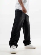 Spodnie męskie - SPODNIE BAGGY JEANSOWE Męskie SZEROKIE Sprane Czarne Jigga Wear Korona M - miniaturka - grafika 1