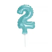Balony i akcesoria - GO Balon foliowy cyfra 2 błękitna - 13 cm BC-5BL2 - miniaturka - grafika 1