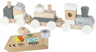 Zabawki sensoryczne - DREWNIANA KOLEJKA z wagonikami Z KLOCKÓW klocki drewniane ciuchcia pociąg Viga 18m+ - miniaturka - grafika 1